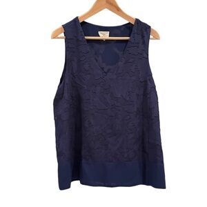 Everly Womens Royal Blue Lace Fully Lined Sleeveless Top Size M